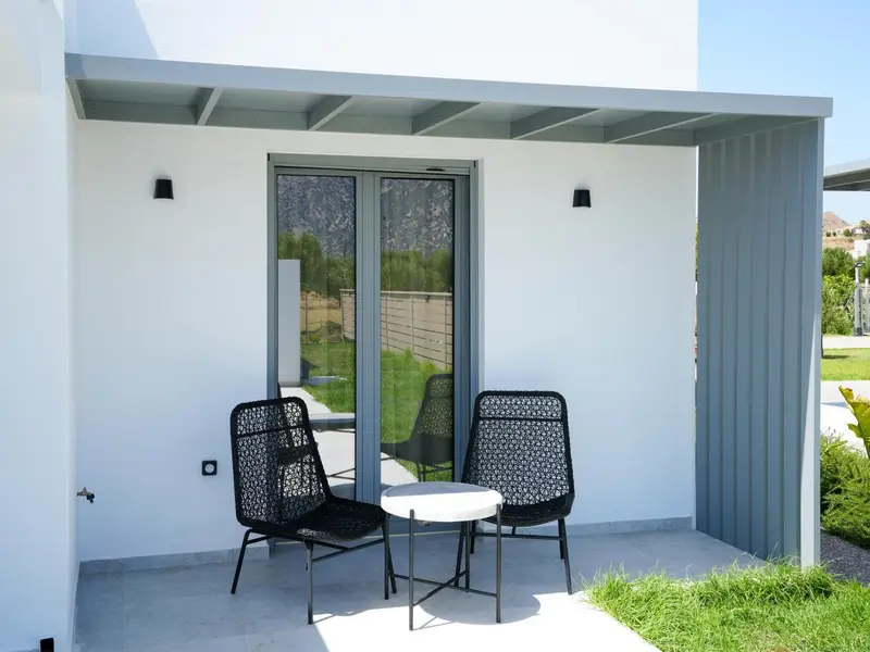 Terrace seating outside the bedroom doors