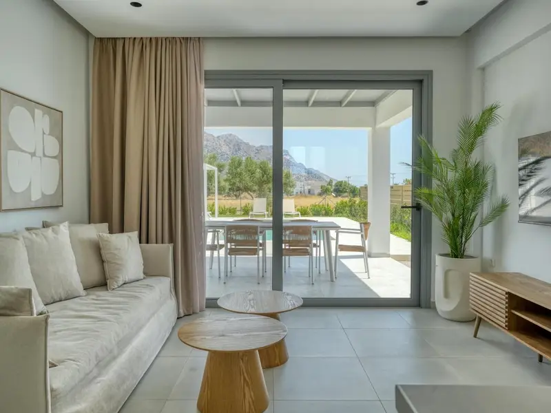 Sofa and coffee tables in the living area