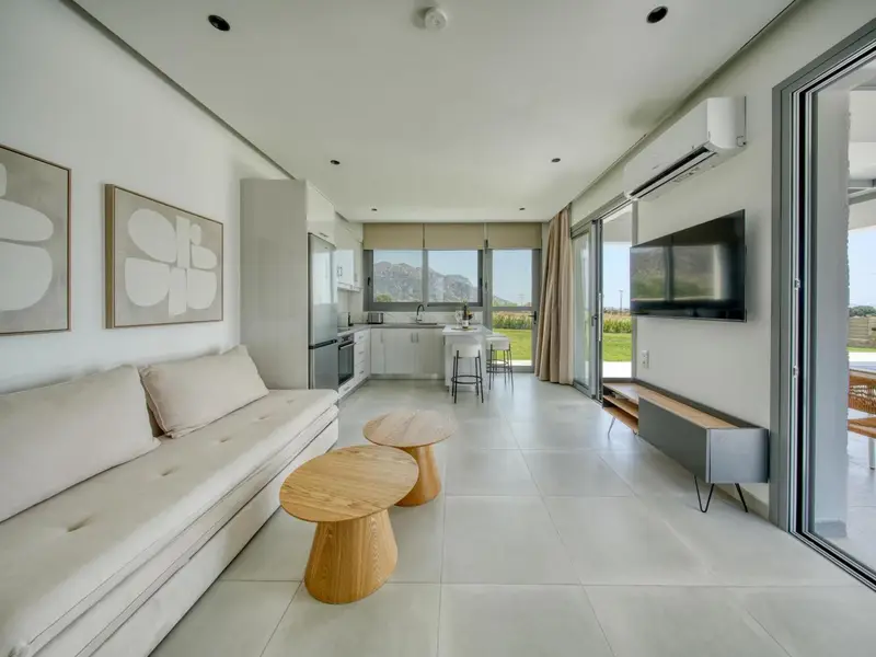 Living room with the pool terrace beyond